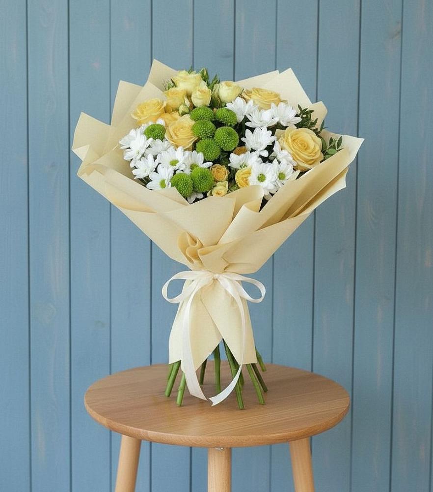 Букет цветов из: Хризантемы и Розы в Заворово