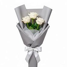 Букет 3 белые розы в Заворово