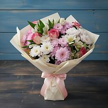 Букет цветов из:  Хризантемы, Альстромерии и Розы в Заворово