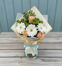 Букет цветов из:  Герберы, Розы и Хризантемы в Заворово
