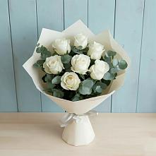 Букет Белые розы в Эвкалипте в Заворово